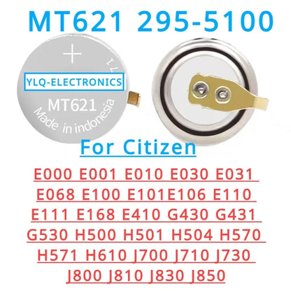 Brand New MT621 295-5100 Tail 295-51 295 5100 Kinetic Eco-Drive Rechargeable Battery Watch Capacitor MT621 Citizen H504 E100