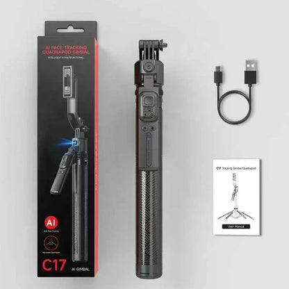 PCC17 Selfie Stick Tripod  Phone AI 360 Rotation Face Tracking Gimbal Stand