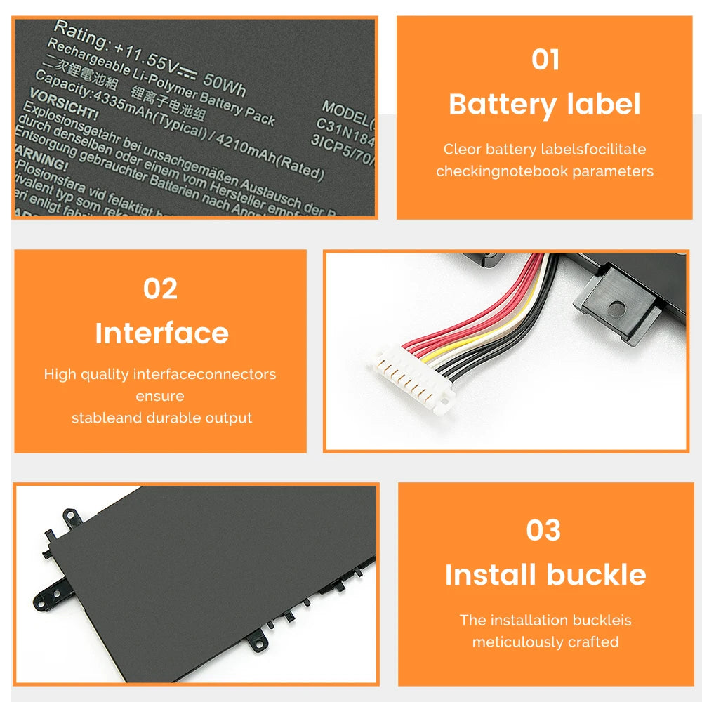 PC C31N1841 Laptop Battery For ASUS ZenBook 13 UX334FA UX334FL 14 UM433 UM433DA UX434F UX434DA Series