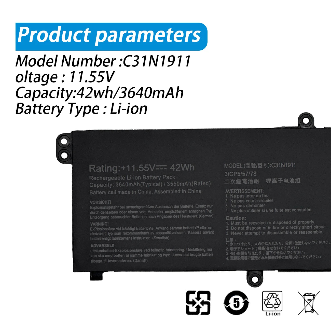 PC C31N1911 B31N1911 Battery For ASUS VivoBook Flip 14 TM420IA TP470EA M413DA M413DA-EK162T M413DA-EK007T X421DA X421EA Battery