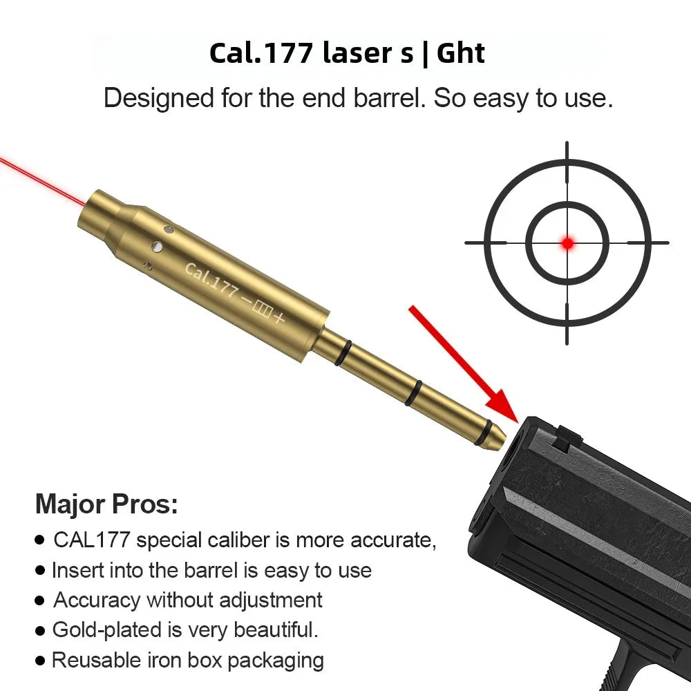 CAL 177 Red Laser Boresighter Cartridge Dot Sight  Pistol & Rifle Scope - Hunting Accessory Training Shoot Sight