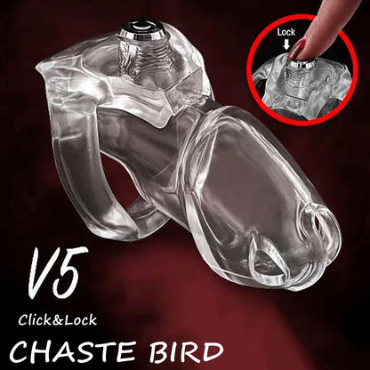 CHASTE BIRDHT-V5 Click&Lock Padlock Male Chastity Device Bdsm Cock Cage Penis RingMale masturbation  Sex Toys