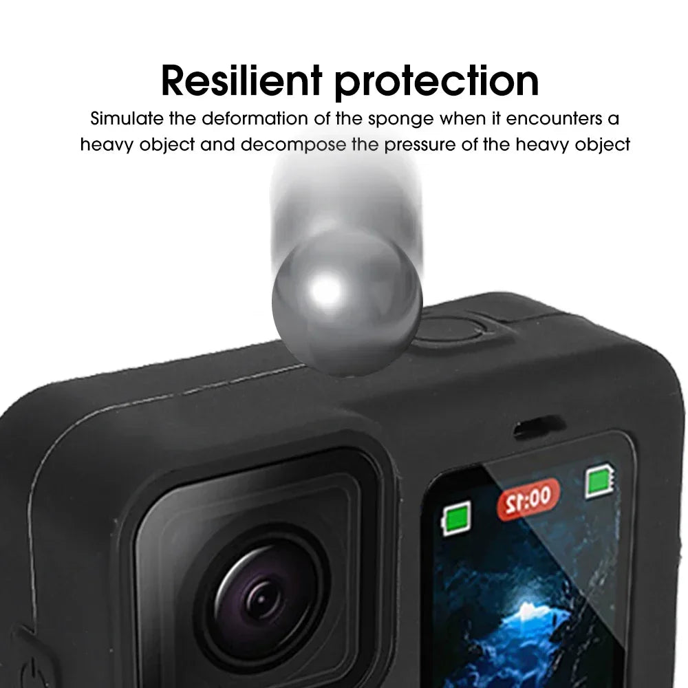 Camera Full Protection Kit For GoPro 12 11 10 9 Tempered Glass Screen Protector Silicone Cover Lens Case with Anti Lost Lanyard