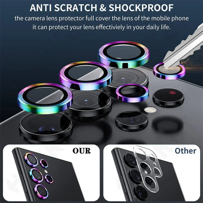 PC Camera Lens Protetor For Samsung S25 S24 ultra S24 S23 S22 ultra Case Tempered Glass Film Titanium Alloy Ring Phone Accessories