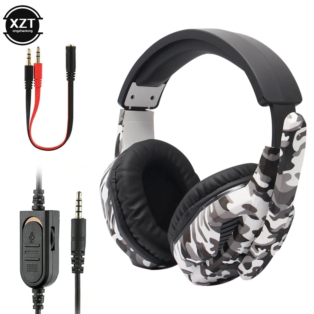 PCCamouflage Gaming Headset 3.5mm AUX Jack Wired Headphones Gamer Cool Game