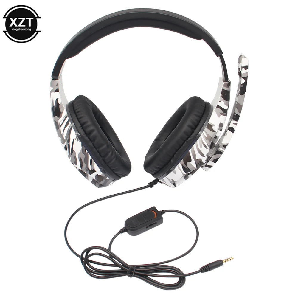 PCCamouflage Gaming Headset 3.5mm AUX Jack Wired Headphones Gamer Cool Game