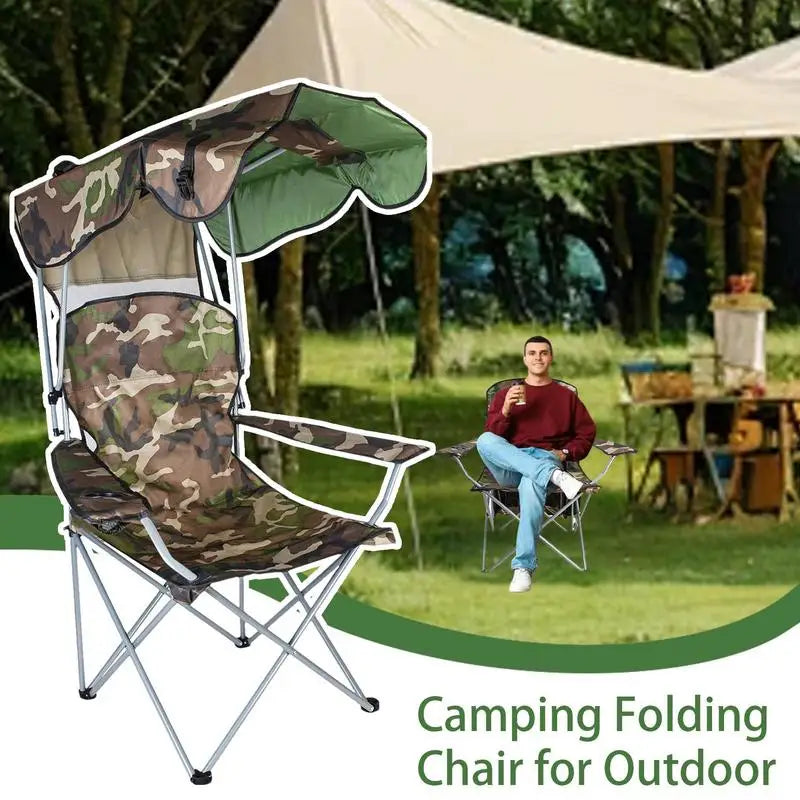 PC Camping Chair With Canopy Portable Fishing Stool Comt Lightweight Foldab