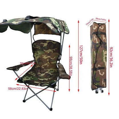 PC Camping Chair With Canopy Portable Fishing Stool Comt Lightweight Foldab