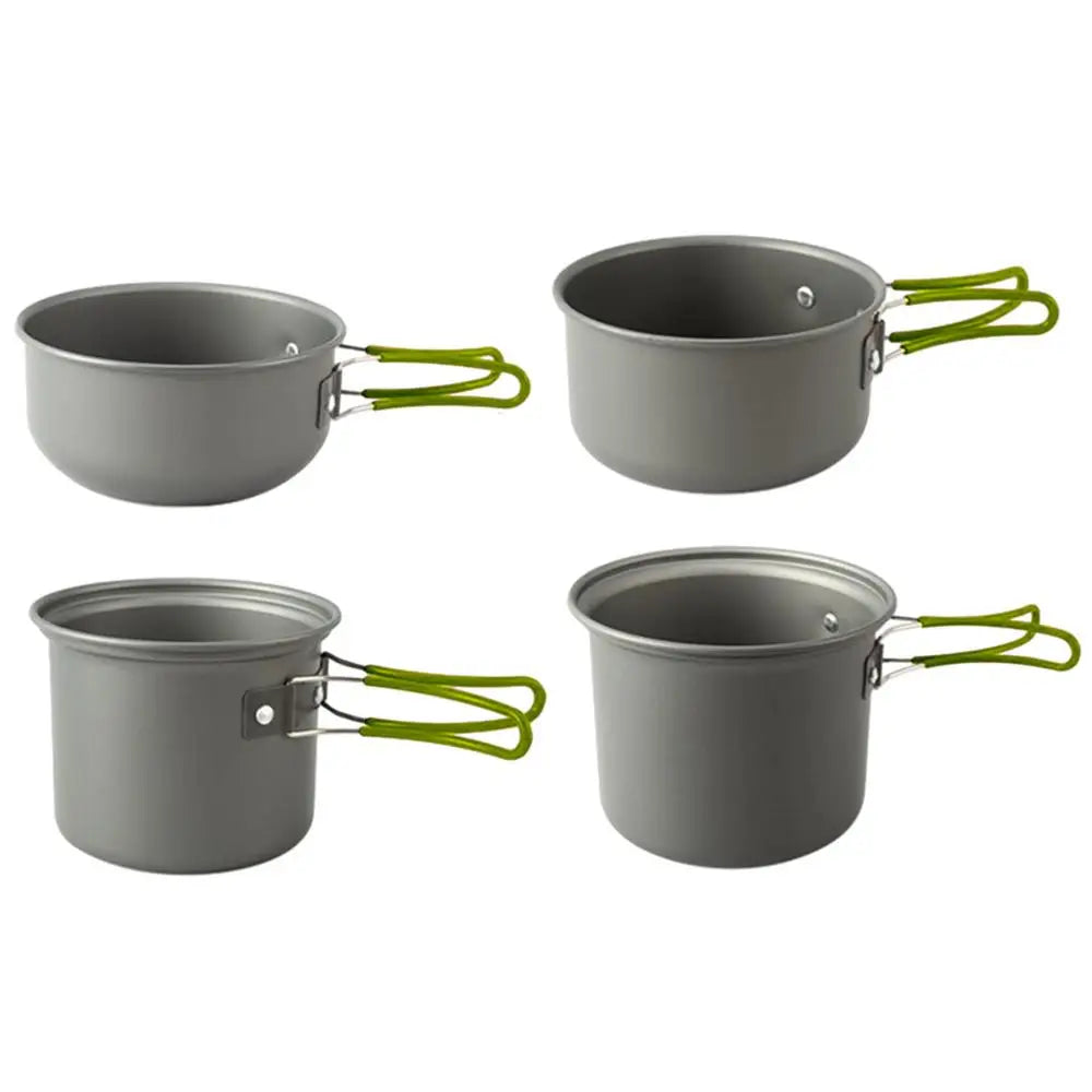 PC Camping Cookware Outdoor Cooking Stackable Non-Stick Pot Set Heat Cooker