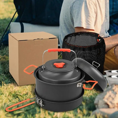 PC Camping Cookware Set Aluminum Non-stick Portable Outdoor Tableware Kettl