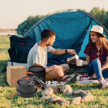 PC Camping Cookware Set Aluminum Non-stick Portable Outdoor Tableware Kettl