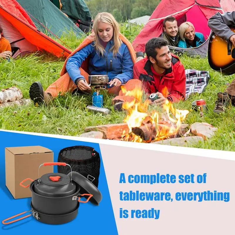 PC Camping Cookware Set Aluminum Non-stick Portable Outdoor Tableware Kettl