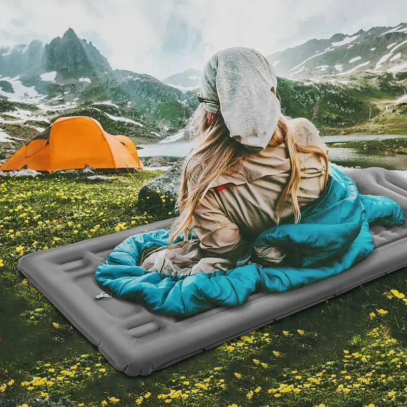 PC Camping Sleeping Mat Inflatable Mattress With Built-in Pillow Pump Outdo