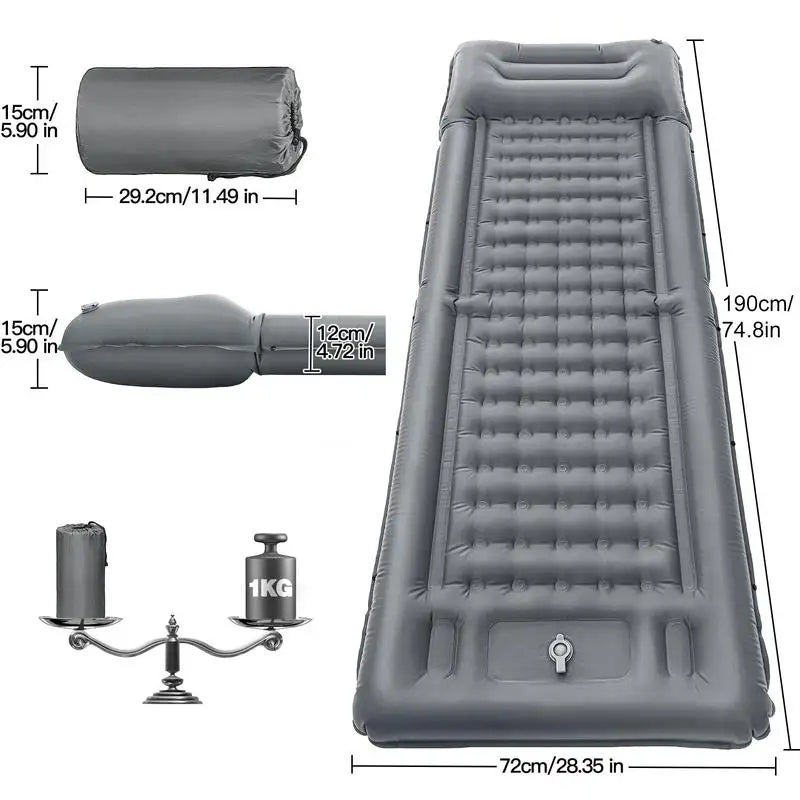 PC Camping Sleeping Mat Inflatable Mattress With Built-in Pillow Pump Outdo