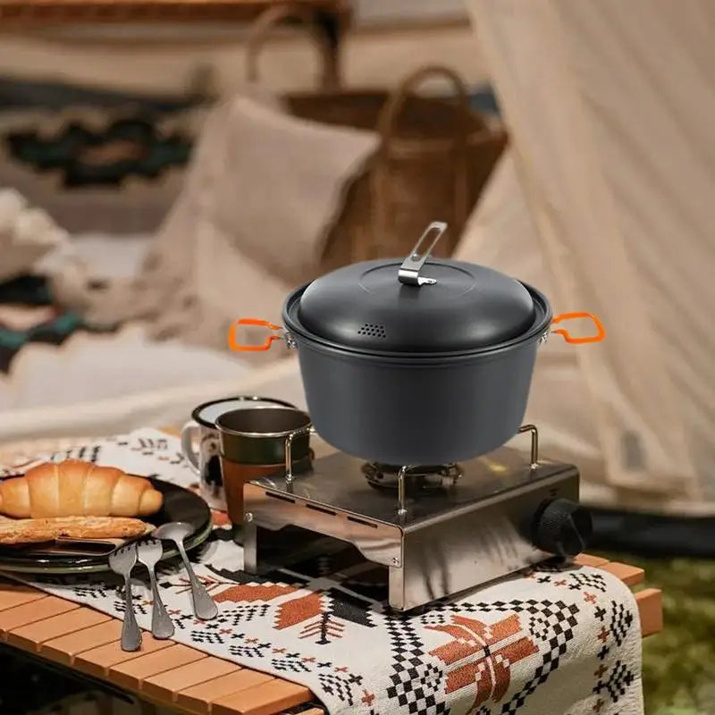 PC Camping Steamer Pot 4.5L Portable Steamer Camping Cooking Pot Non-Stick