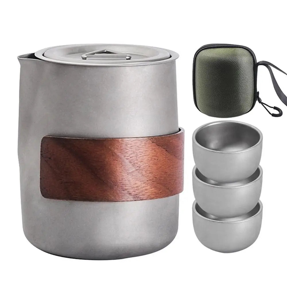 PC Camping Tableware Set Lightweight Titanium Coffee Pot Tea Kettle Outdoor