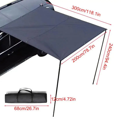 PC Car Awning Roof Rack Sun Shade Car Side Tarp With Pole Rope Nails Outdoo