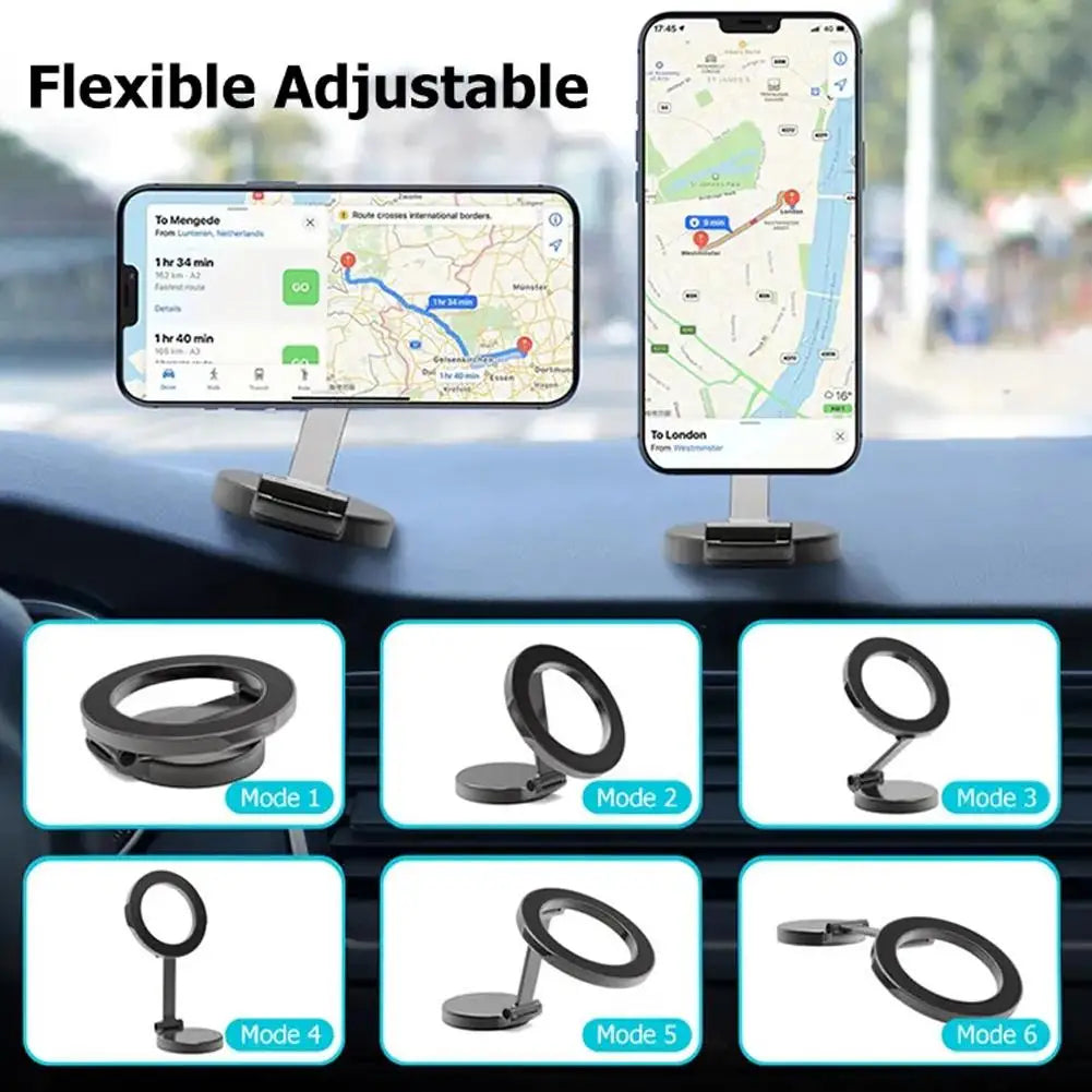 PC Car Magnetic Folding Phone Holder 360 Degree Rotation Phone Mount Suction Cup Car Navigation Phone Holder AntiShake Bracket