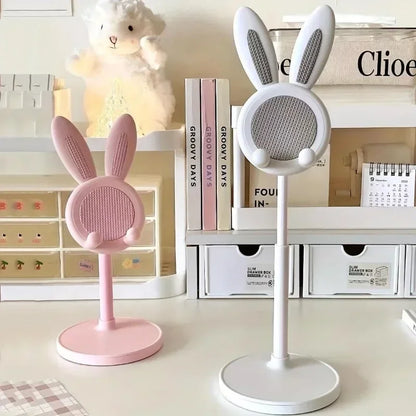 PC Cartoon Bunny Desktop Mobile Phone Holder Stand Smartphone Tablet Bracket Adjustable Telescopic Lifting Lazy Bracket