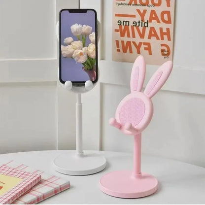 PC Cartoon Bunny Desktop Mobile Phone Holder Stand Smartphone Tablet Bracket Adjustable Telescopic Lifting Lazy Bracket