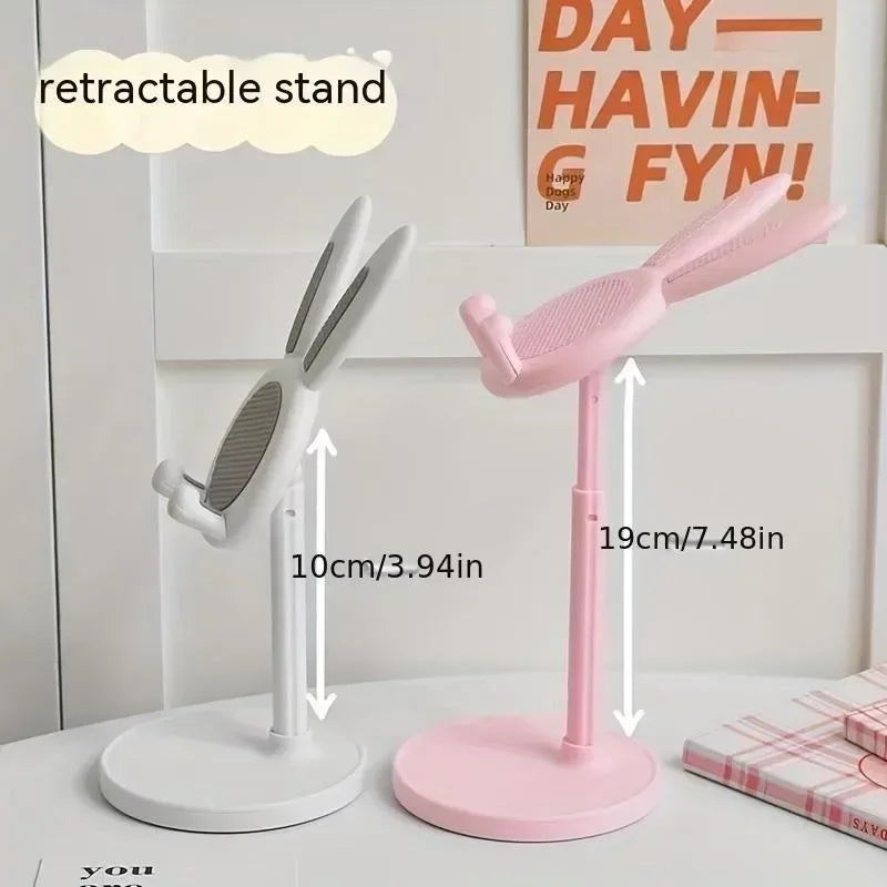 PC Cartoon Bunny Desktop Mobile Phone Holder Stand Smartphone Tablet Bracket Adjustable Telescopic Lifting Lazy Bracket