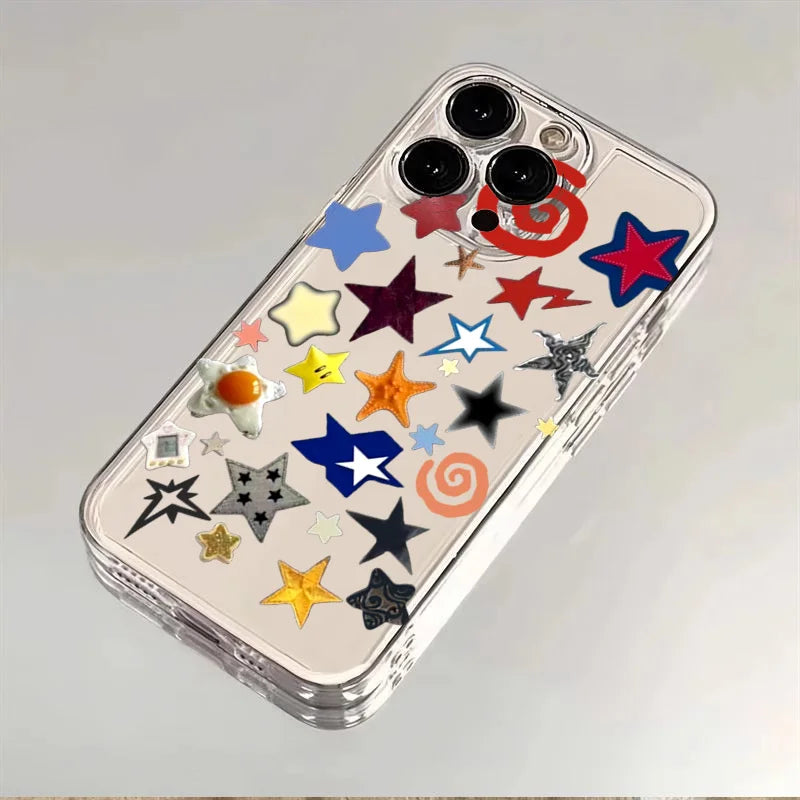 PC Case  Samsung A55 5G Cases Galaxy S25 Cute Ins Korean Style Girl Star Phone Cover  A15 A35 A34 A54 A53 S24 FE S22 S23 Plus