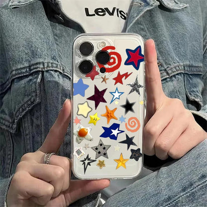 PC Case  Samsung A55 5G Cases Galaxy S25 Cute Ins Korean Style Girl Star Phone Cover  A15 A35 A34 A54 A53 S24 FE S22 S23 Plus