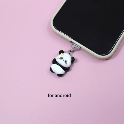 PC Chubby panda kitten phone dust plug phone accessories charging port plug DIY pendant cartoon pendant phone case decoration gift