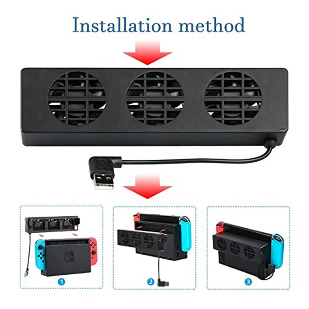 Cooling Fan for Nintendo Switch NS Original Stand Game Console Dock Cooler with 3-Fan USB Cooling Fan for Nintend NS NX