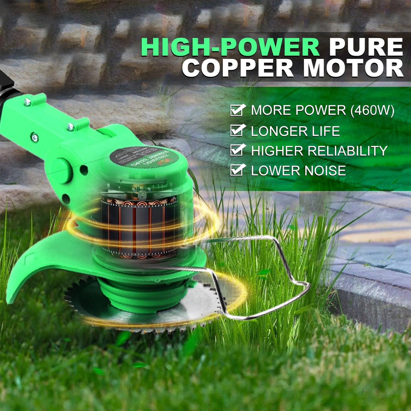 Cordless Lawn Mower Handheld Electric Grass Trimmer Adjustable Garden Tools For Tegatok Battery