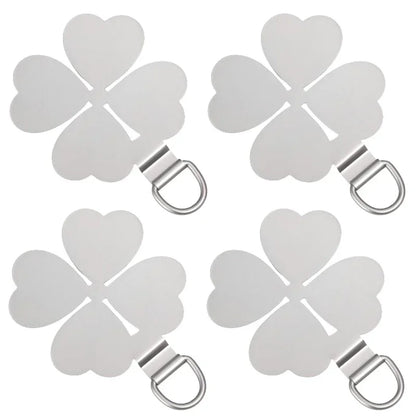 Creative Four Leaf Clover Shaped Metal Phone Lanyard Patch Ultra-thin Stainless Steel Tabs Replacement Safety Hanging Rope Pads