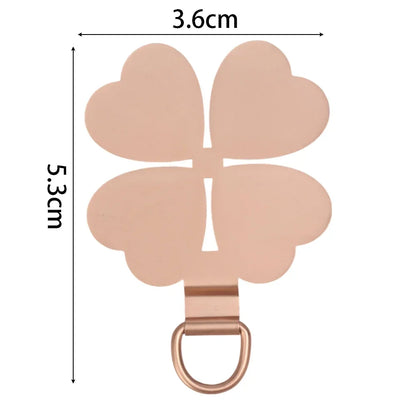 Creative Four Leaf Clover Shaped Metal Phone Lanyard Patch Ultra-thin Stainless Steel Tabs Replacement Safety Hanging Rope Pads