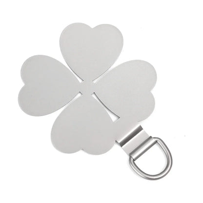 Creative Four Leaf Clover Shaped Metal Phone Lanyard Patch Ultra-thin Stainless Steel Tabs Replacement Safety Hanging Rope Pads