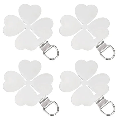 Creative Four Leaf Clover Shaped Metal Phone Lanyard Patch Ultra-thin Stainless Steel Tabs Replacement Safety Hanging Rope Pads