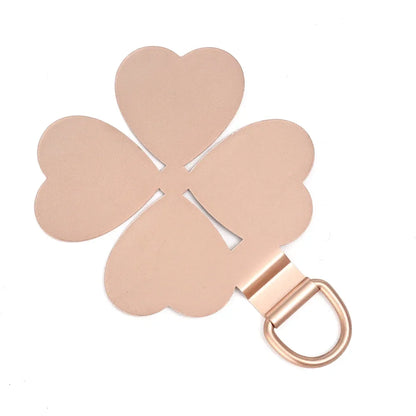 Creative Four Leaf Clover Shaped Metal Phone Lanyard Patch Ultra-thin Stainless Steel Tabs Replacement Safety Hanging Rope Pads