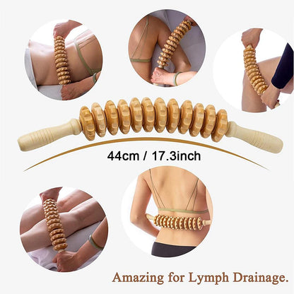 PC Curved Wood Massage Roller Stick Lymphatic Drainage Wood Therapy Massage