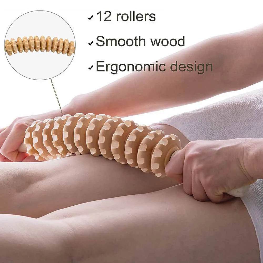 PC Curved Wood Massage Roller Stick Lymphatic Drainage Wood Therapy Massage