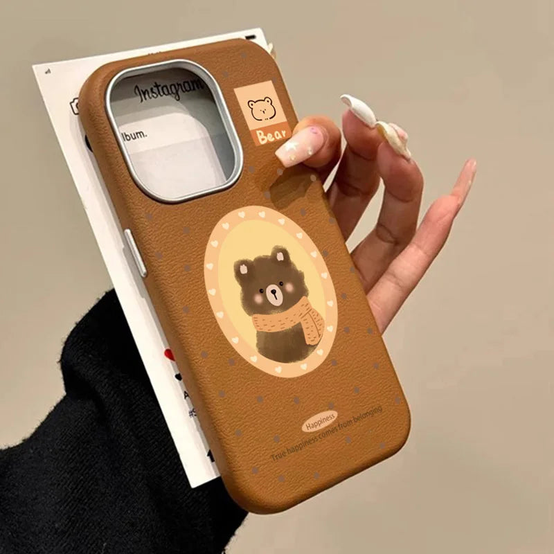 PC Cute Bear Painting Phone Case For Xiaomi Mi 11 Lite 5G NE 13T Pro Poco F5 X5 X3 X6 M6 F6 Pro Shockproof Soft Leather Back Cover