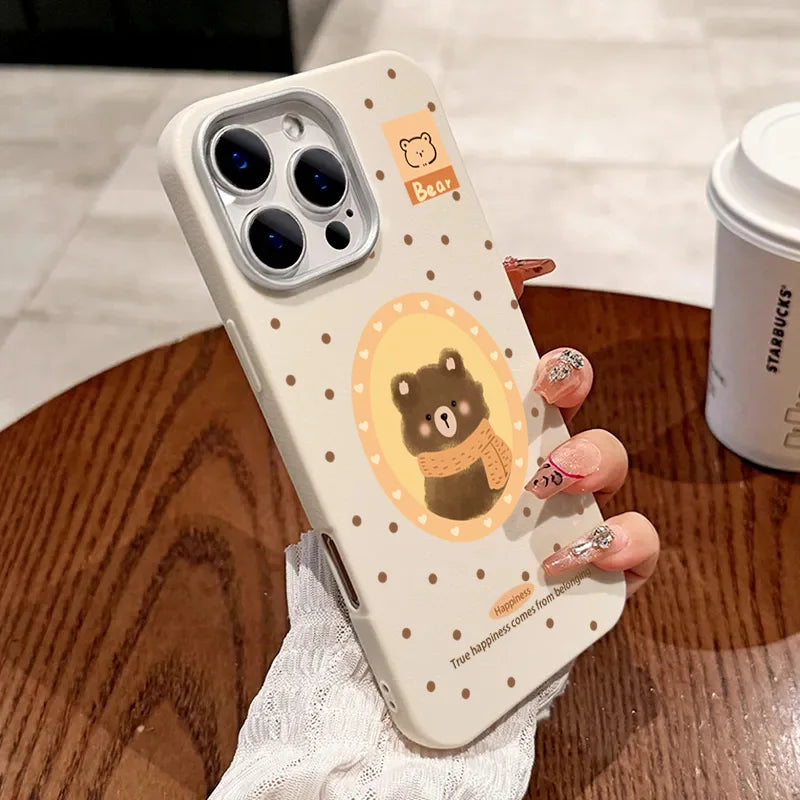 PC Cute Bear Painting Phone Case For Xiaomi Mi 11 Lite 5G NE 13T Pro Poco F5 X5 X3 X6 M6 F6 Pro Shockproof Soft Leather Back Cover