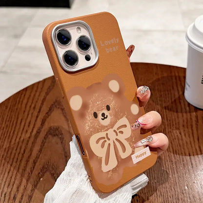 PC Cute Bear Painting Phone Case For Xiaomi Mi 11 Lite 5G NE 13T Pro Poco F5 X5 X3 X6 M6 F6 Pro Shockproof Soft Leather Back Cover