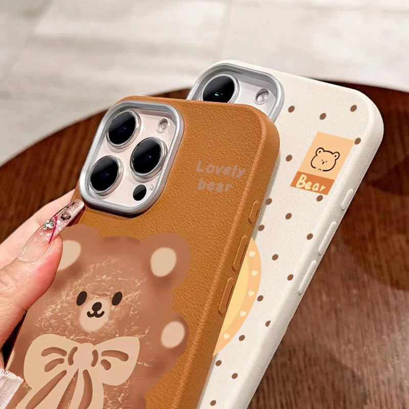 PC Cute Bear Painting Phone Case For Xiaomi Mi 11 Lite 5G NE 13T Pro Poco F5 X5 X3 X6 M6 F6 Pro Shockproof Soft Leather Back Cover