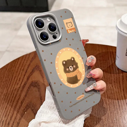 PC Cute Bear Painting Phone Case For Xiaomi Mi 11 Lite 5G NE 13T Pro Poco F5 X5 X3 X6 M6 F6 Pro Shockproof Soft Leather Back Cover