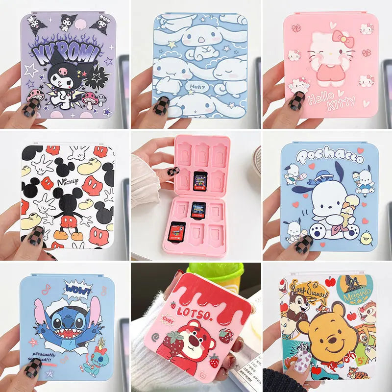 Cute Cartoon Anime Magnetic Game Cards Storage Case For Nintendo Switch Oled 12 in 1 TF SD Card Protective Cover Box Accessories