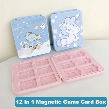 Cute Cartoon Anime Magnetic Game Cards Storage Case For Nintendo Switch Oled 12 in 1 TF SD Card Protective Cover Box Accessories