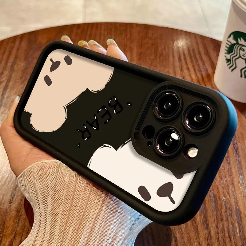 PC Cute Cartoon Bear Phone Case  Xiaomi Redmi Note 13 12 Pro 4G 11S 10S 10 11 Pro Plus 5G 12C 13C 5G 12S 4G Bumper Black Cover