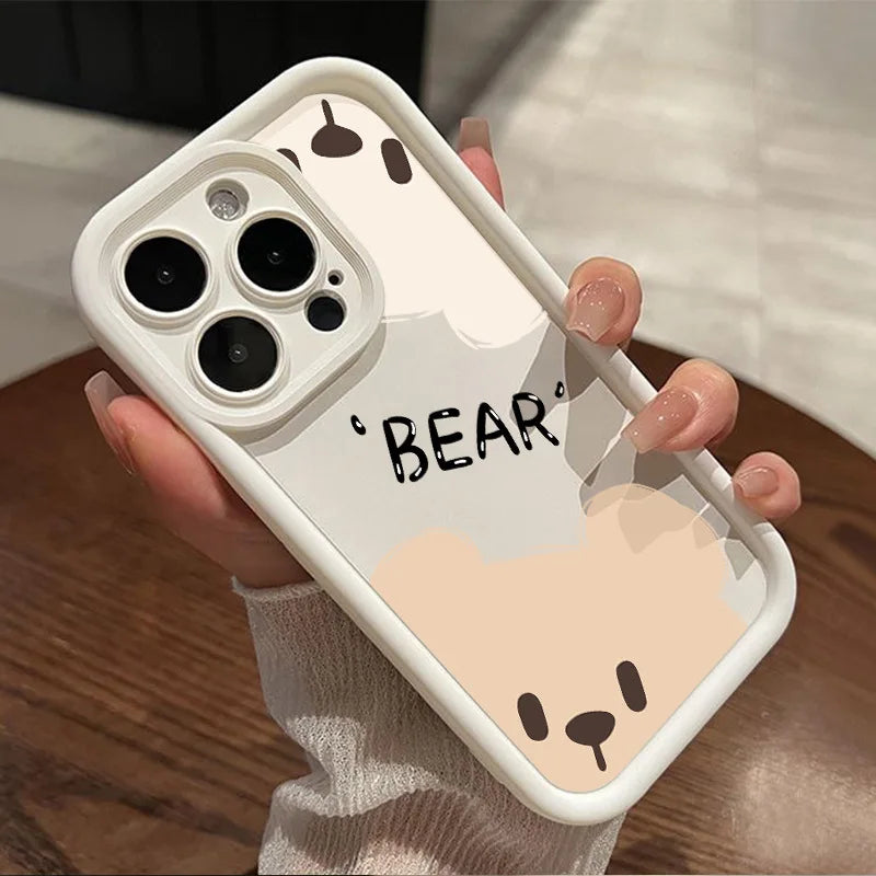 PC Cute Cartoon Bear Phone Case  Xiaomi Redmi Note 13 12 Pro 4G 11S 10S 10 11 Pro Plus 5G 12C 13C 5G 12S 4G Bumper Black Cover