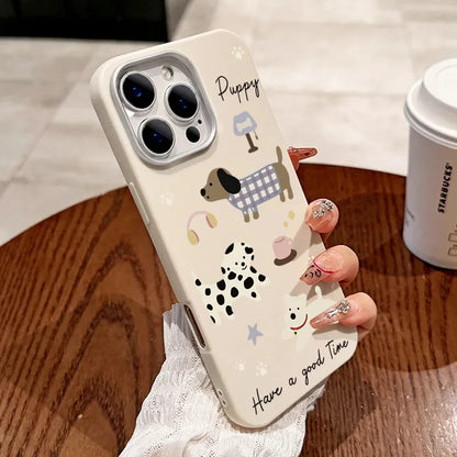 PC Cute Cartoon Dog Leather Case For Xiaomi Poco F6 X6 X5 X3 F5 M6 Pro 4G Mi 11 Lite 5G NE 13T Pro Shockproof Matte Bumper Cover