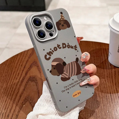 PC Cute Cartoon Dog Leather Case For Xiaomi Poco F6 X6 X5 X3 F5 M6 Pro 4G Mi 11 Lite 5G NE 13T Pro Shockproof Matte Bumper Cover