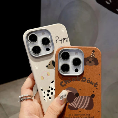 PC Cute Cartoon Dog Leather Case For Xiaomi Poco F6 X6 X5 X3 F5 M6 Pro 4G Mi 11 Lite 5G NE 13T Pro Shockproof Matte Bumper Cover