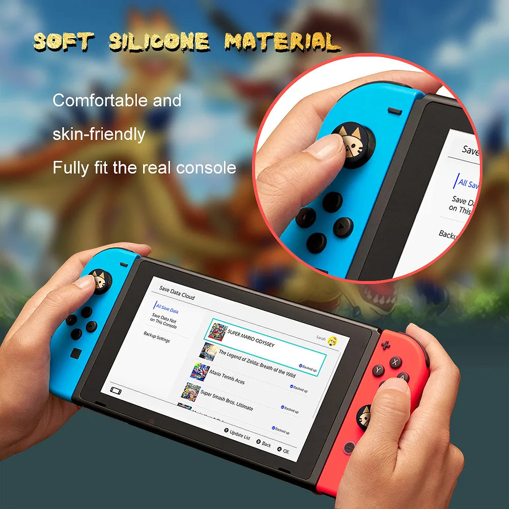 Cute Cartoon Silicone Thumb Stick Grip Cap Joystick Cover For Nintendo Switch Oled NS Lite Joy-Con Controller Thumbstick Case